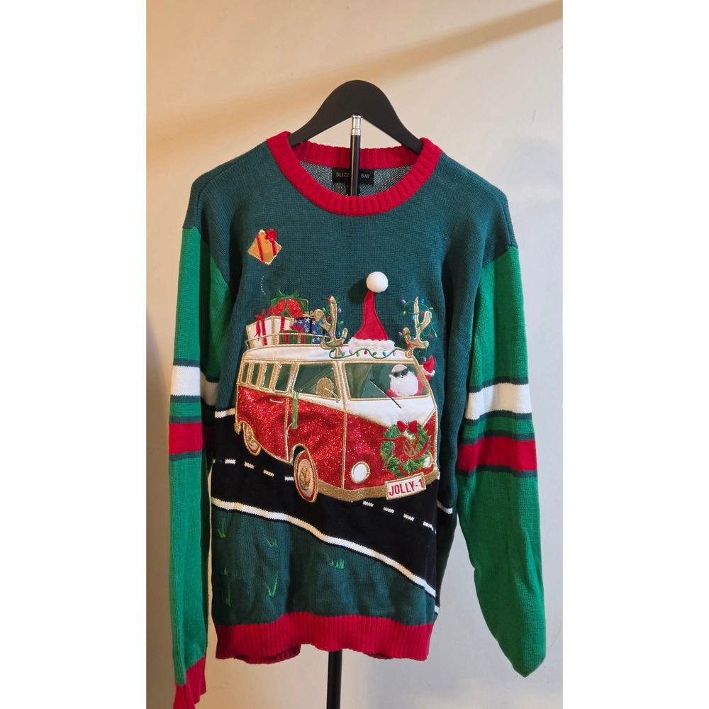 Blizzard Bay Ugly Sweater Mens Size Large Camper Van Green